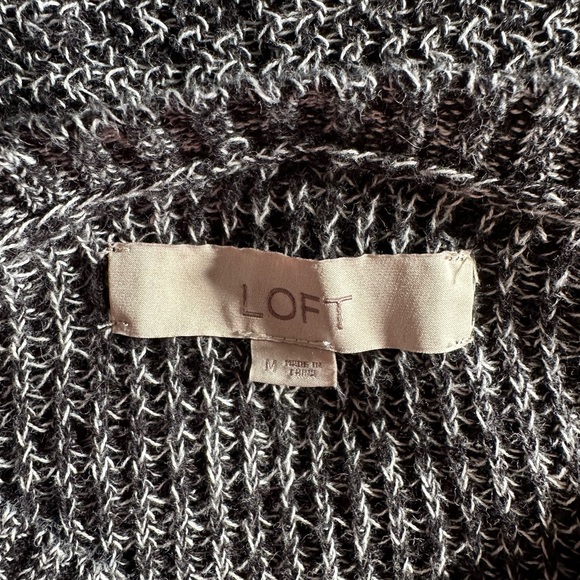 Women’s Loft Sweater, Black/White/Gray Tie Bell Sleeve Sweater M - Picture 11 of 15